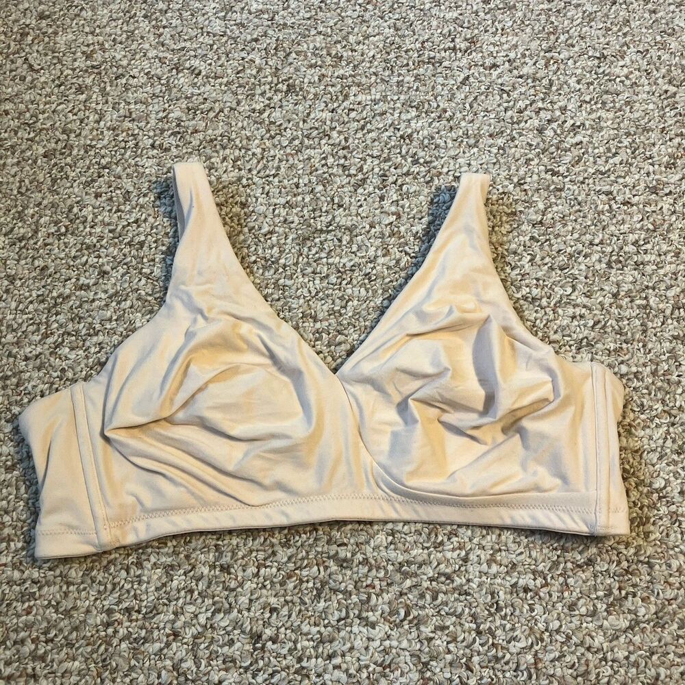 Wacoal Perfect Full Figure Wire Free Bra 40DDD Nude 852389 Side Boning Wide Strp